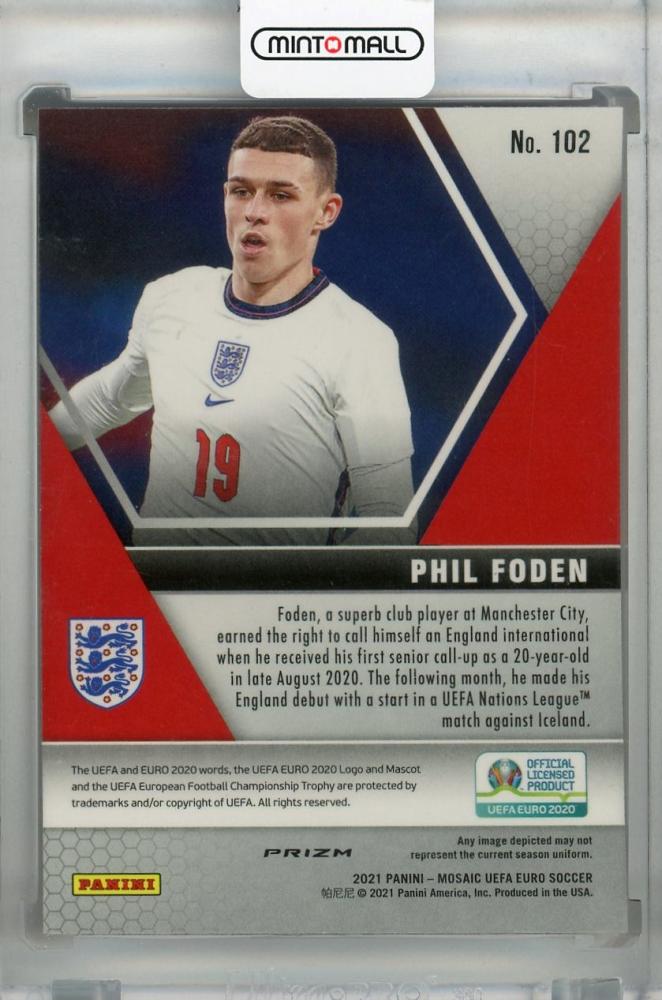 2021 Panini Mosaic UEFA Euro 2020 England Phil Foden Base Red parallel trading card
