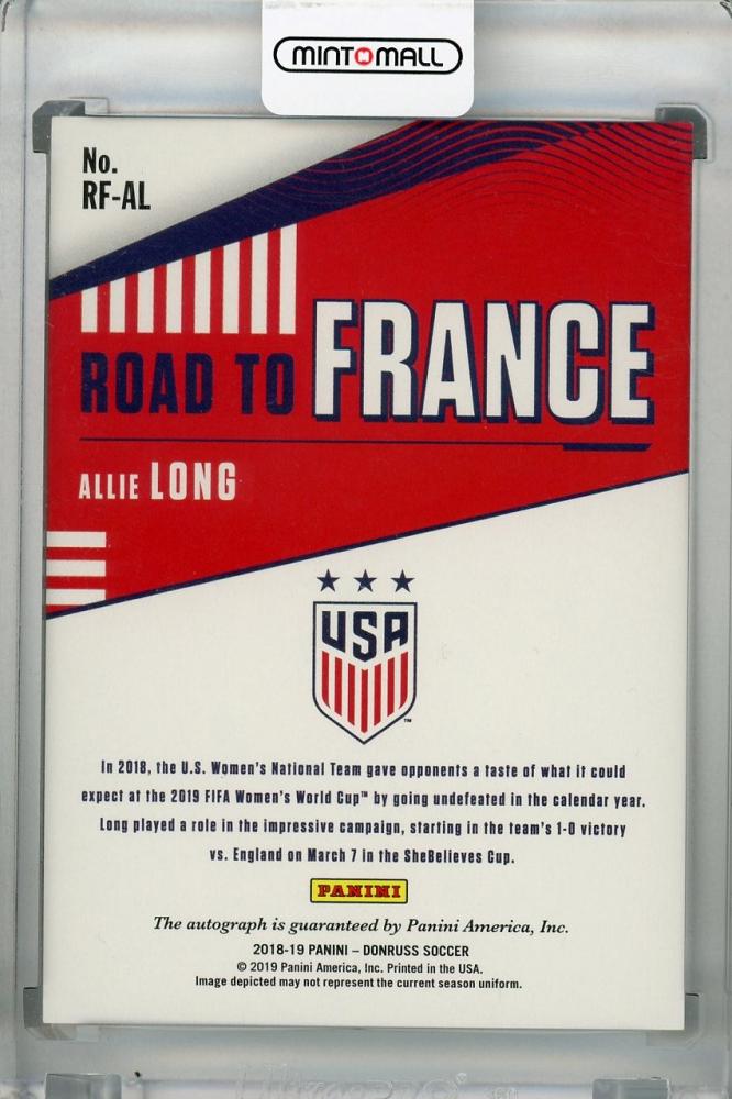 2018-19 Donruss United States Allie Long Road to France Autographs Parallel version trading card