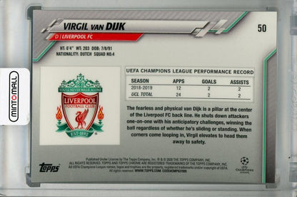 2019-20 Topps Chrome UEFA Champions League Liverpool FC Virgil van Dijk Base Green Bubbles Parallel trading card