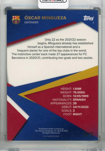 2021-22 Topps FC Barcelona team set card of Oscar Mingueza Base Orange Parallel 2019/20