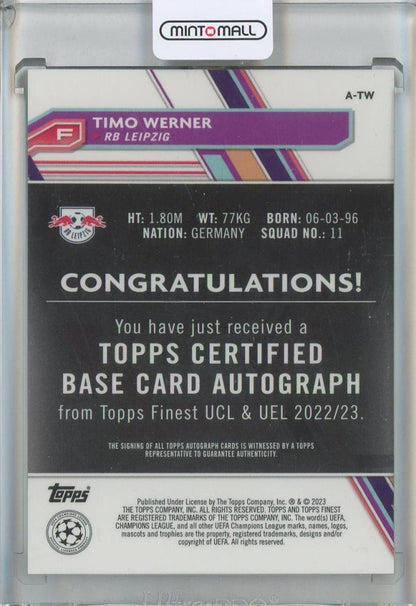 2022-23 Finest UEFA Club Competitions Timo Werner Autographs #ATW RB Leipzig