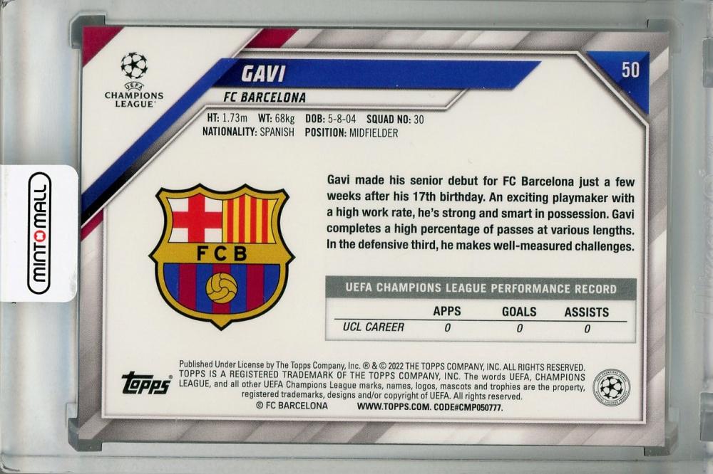 2021-22 Topps UEFA Champions League FC Barcelona Gavi Base Starball Rookie Card Parallel Edition