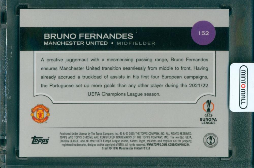 2024-25 TOPPS Chrome UEFA Club Competitions Bruno Fernandes #152 Orange Lava Refractor 5/25 Manchester United