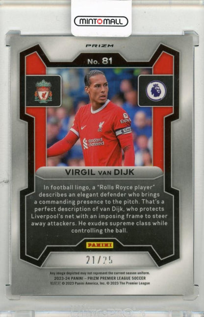 2023-24 PANINI Prizm English Premier League Virgil Van Dijk Prizms Purple Mojo #8121/25 Liverpool FC