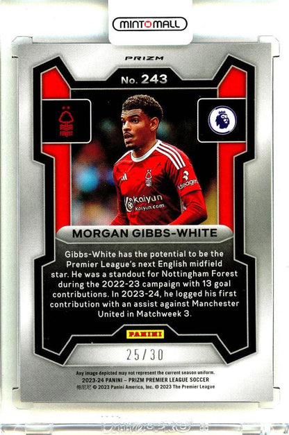 2023-24 PANINI Prizm English Premier League Morgan Gibbs-White Prizms Choice Red #24325/30 Nottingham Forest FC