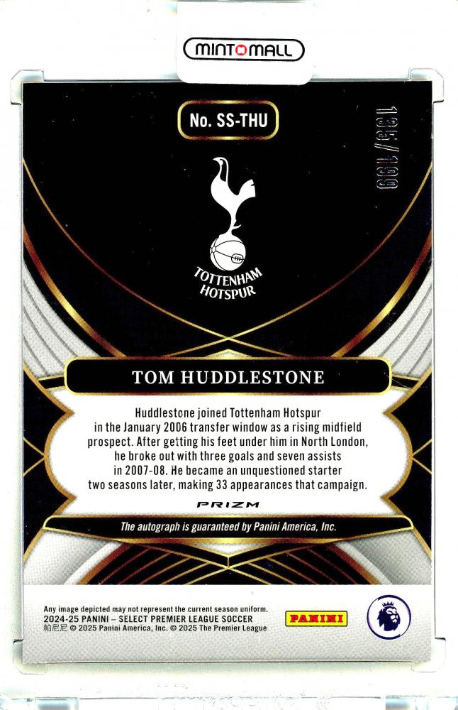 2024-25 PANINI Select English Premier League Tom Huddlestone Select Signatures Purple #17135/199 Tottenham Hotspur