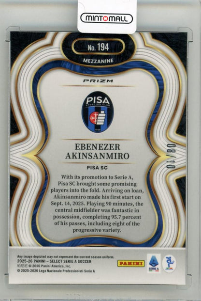 2025-26 PANINI Select Serie A Ebenezer Akinsanmiro Gold Wave #19408/10 Pisa SC