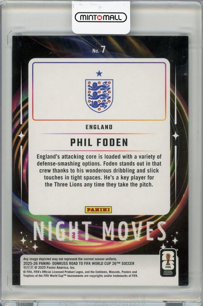 2025-26 PANINI DONRUSS ROAD TO FIFA WORLD CUP Phil Foden NIGHT MOVES#7 ENGLAND