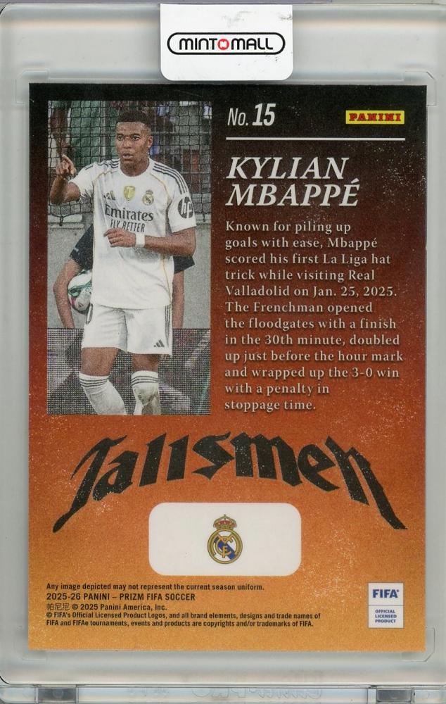 2025-26 PANINI PRIZM FIFA Kylian Mbappe #15 REAL MADRID