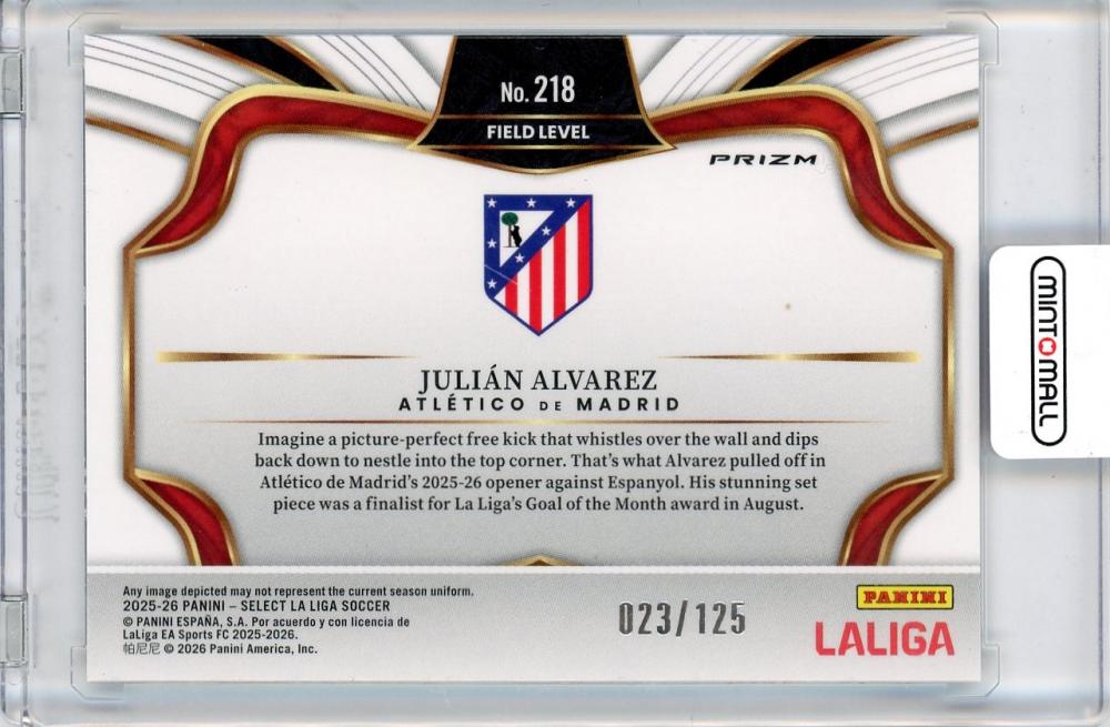 2025-26 PANINI SELECT LALIGA Julian Alvarez #218023/125 Atletico de Madrid