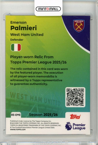 2025-26 TOPPS English Premier League Emerson Palmieri Premier Relics #REEME West Ham United