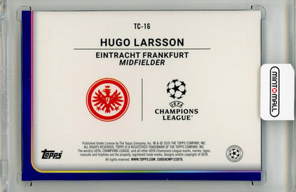 2025-26 TOPPS UEFA Club Competitions Hugo Larsson Trophy Chasers Gold Foil #TC1638/50 Eintracht Frankfurt