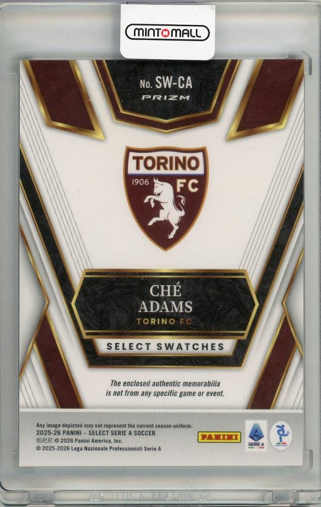 2025-26 PANINI SELECT SERIE A Che Adams Patch#SW-CA Torino FC