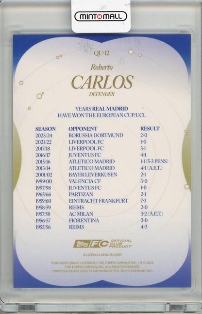 2025 TOPPS OFFICIAL OLUB PRODUCT Roberto Carlos #QU-12 Real Madrid