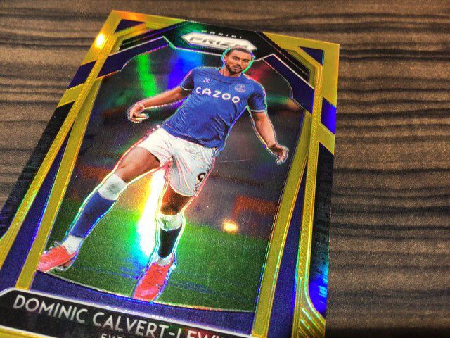 2020-21 Prizm Premier League Dominic Calvert-Lewin Prizms Gold trading card serial #119 with surface scratches