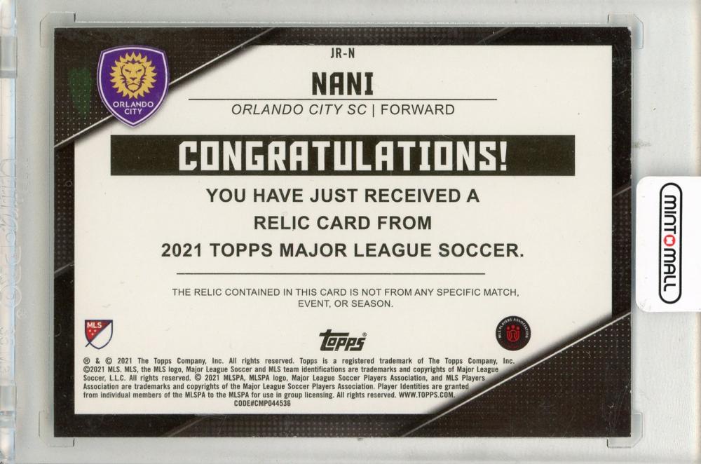 2021 TOPPS MLS Nani Jumbo Relics #JRN Orlando City SC