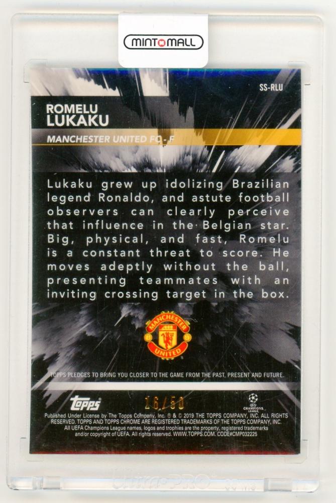 2018-19 TOPPS Chrome UEFA Champions League Superstar Sensations Gold Refractor Romelu Lukaku card number 16 of 50