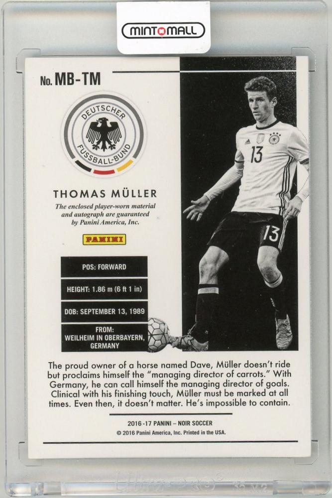 2016-17 Panini Noir Thomas Muller Black and White Autographed Memorabilia(ON CARD)19/35 Germany