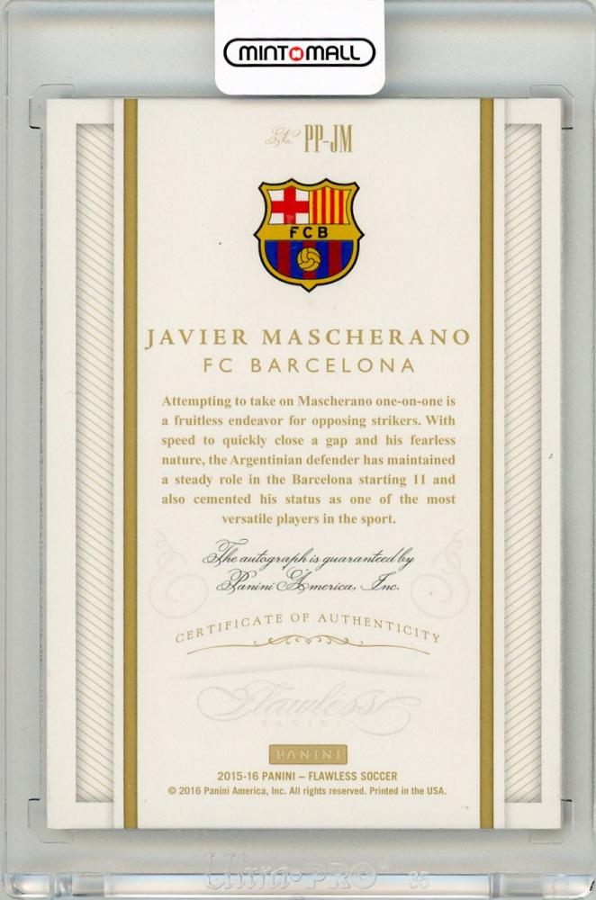 2015-16 Panini Flawless Javier Mascherano Pitch Perfect Signature Ruby Parallel(ON CARD)10/15 FC Barcelona