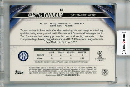 2023-24 Topps Chrome UEFA Club Competitions Marcus Thuram Neon Green Wave Refractors #52 079/399 FC Internazionale Milano