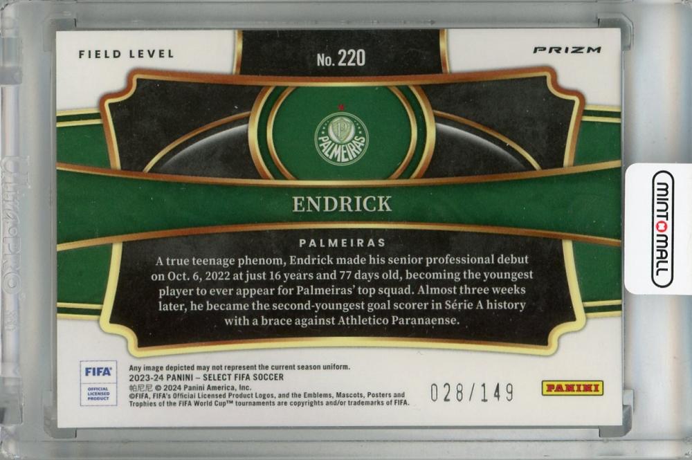 2023-24 Panini Select FIFA Endrick Field Level Wave Red #220 RC ※Back has initial scratches 028/149 Palmeiras