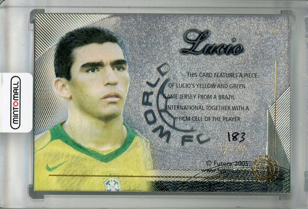 2005 Futera Brazil Lucio memorabilia trading card numbered 183 out of 295