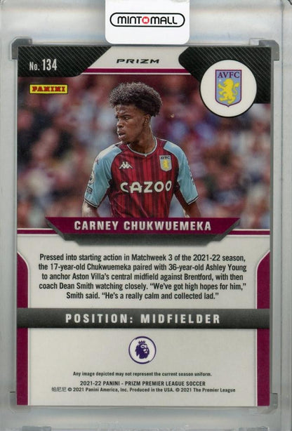 2021-22 Panini Prizm Premier League Aston Villa Carney Chukwuemeka Base Pink Parallel trading card