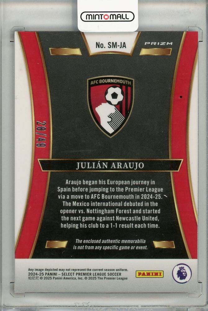 2024-25 PANINI SELECT Jukian Araujo Jersey28/49 AFC Bournemouth