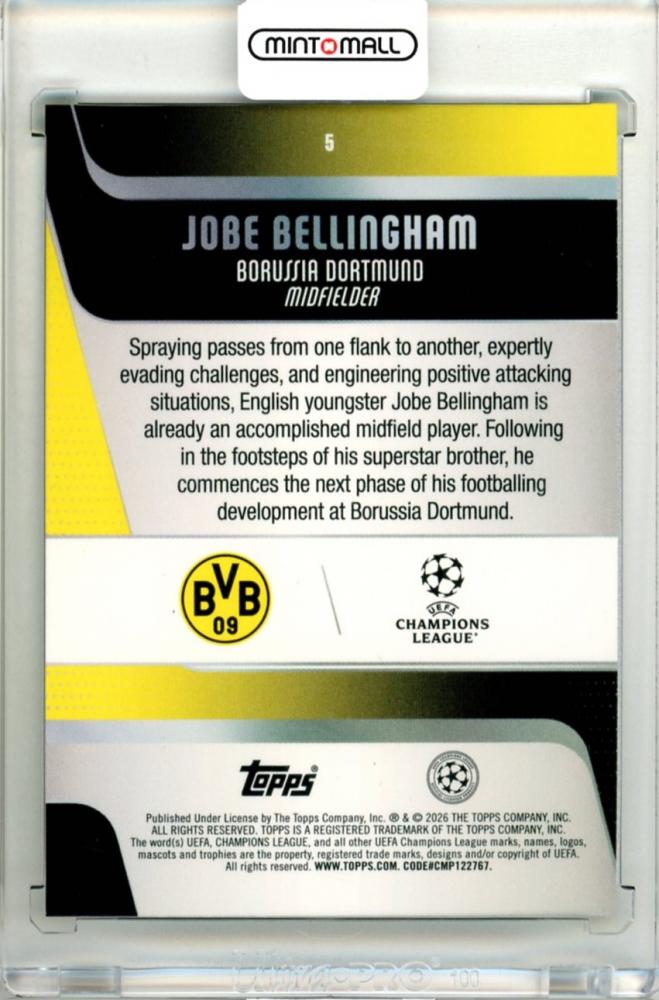 2025-26 Topps Uefa Club Competition Jobe Bellingham #5 Base Green Parallel61/99 Borussia Dortmund