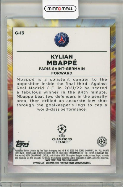 2023 TOPPS UEFA CHAMPIONS LEAGUE Kylian Mbappe #G-13 Paris Saint-Germain