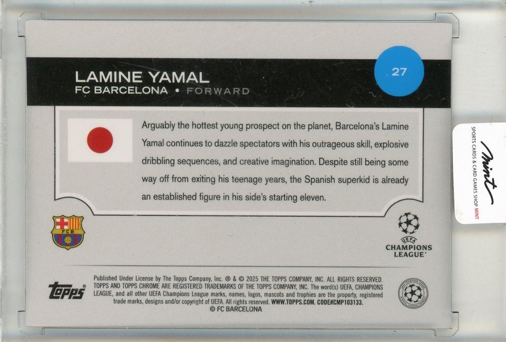 2024-25 TOPPS CHROME UEFA JAPAN EDITION FS BLUE MOJO Lamine Yamal 42/75
