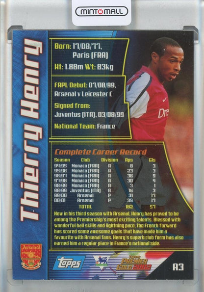 2001-02 Topps Premier Gold England Thierry Henry #A3 Arsenal