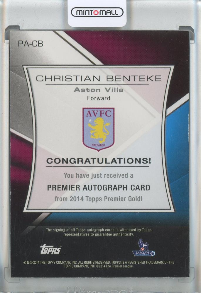2014-15 Topps English Premier League Gold Christian Benteke Premier Autographs #PACB Aston Villa