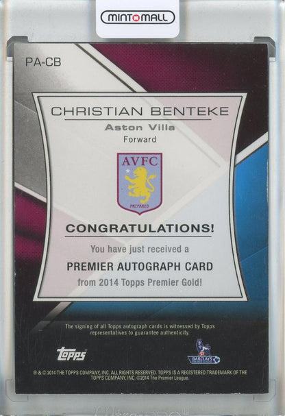 2014-15 Topps English Premier League Gold Christian Benteke Premier Autographs #PACB Aston Villa