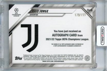 2021-22 Topps UEFA Champions League Kaio Jorge Autographs Aqua Refractors #CAKJ RC179/199 Juventus