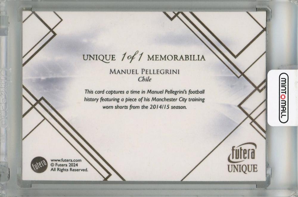 2024 Futera Unique World Football Manuel Pellegrini 23ct Gold Plated Framed MEMORABILIA1/1 Chile