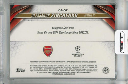2023-24 Topps Chrome UEFA Club Competitions Oleksandr Zinchenko Chrome Autographs Black Refractor #CA-OZ06/10 Arsenal FC