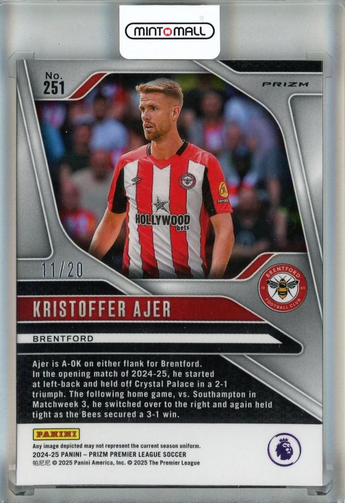 2024-25 Panini Prizm Premier League Soccer Kristoffer Ajer Choice Cherry Blossom Prizms/#25111/20 Brentford