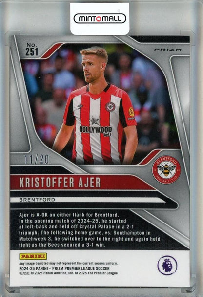2024-25 Panini Prizm Premier League Soccer Kristoffer Ajer Choice Cherry Blossom Prizms/#25111/20 Brentford