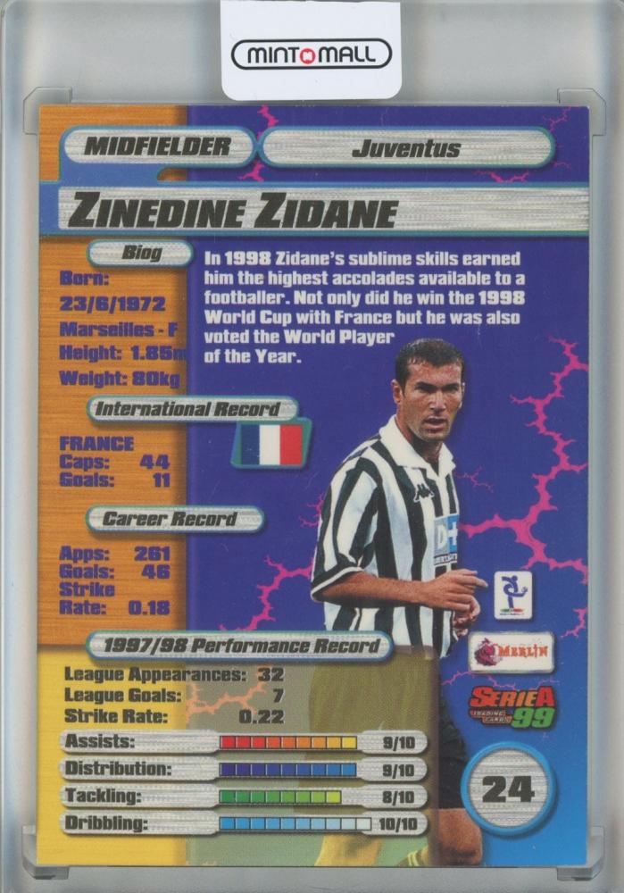 1998-99 Merlin Serie A Zinedine Zidane #24 Juventus