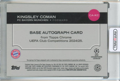 2022-23 Topps Chrome UEFA Club Competitions Kingsley Coman Autographs Aqua Refractors #CAKC006/199 FC Bayern Munich
