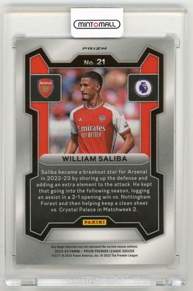 2023-24 PANINI Prizm Premier League William Saliba Tiger Stripe Choice Prizms Parallels #21 Arsenal