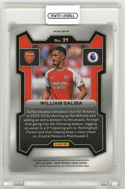 2023-24 PANINI Prizm Premier League William Saliba Tiger Stripe Choice Prizms Parallels #21 Arsenal