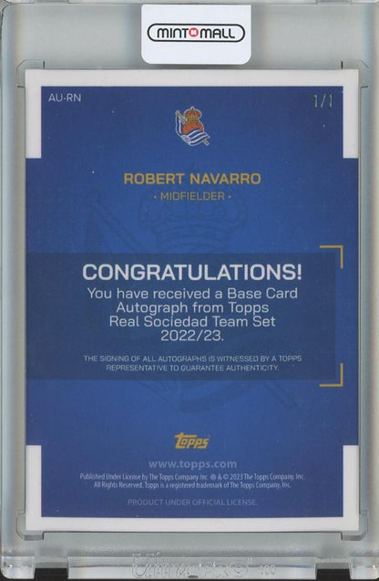 2022-23 TOPPS TEAM SET REAL SOCIEDAD Robert Navarro Autograph/Gold Parallel/#AU-RN1/1 REAL SOCIEDAD