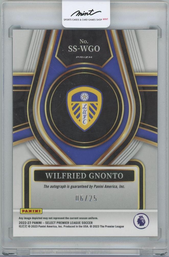 2022-23 PANINI Select English Premier League Tie-Dye Signatures card of Wilfried Gnonto Leeds United numbered 06/25