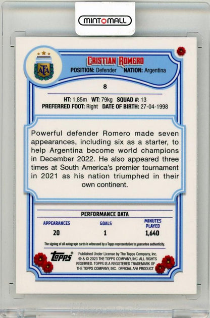 2023 Topps Argentina Fileteado Cristian Romero First Team Autograph#8