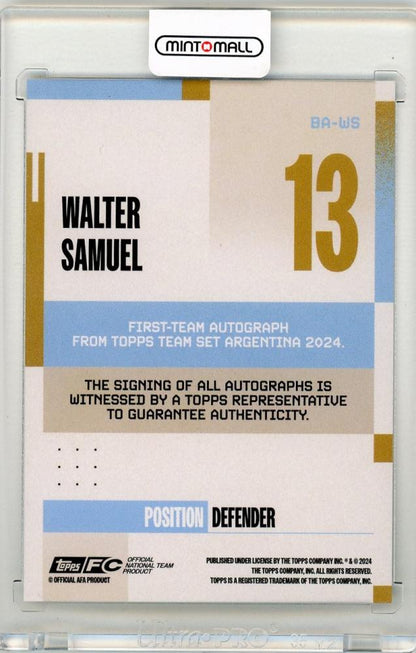 2024-25 Topps Argentina Team Set Walter Samuel Autograph Yellow Tango Parallel44/50