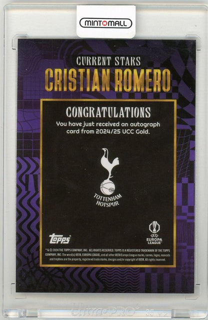 2024-25 Topps Gold X WalkerTKL UEFA Cristian Romero Autograph Purple Parallel3/25 Tottenham Hotspur
