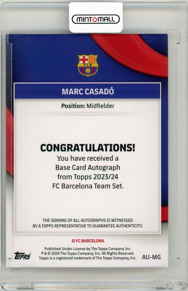 2023-24 TOPPS FC Barcelona Official Team Set Marc Casado AutographAU-MG