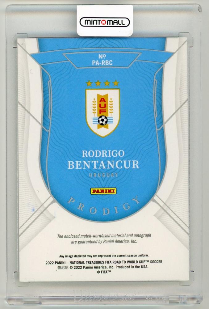 2022 Panini National Treasures Road to World Cup Rodrigo Bentancur Prodigy Memorabilia Autograph 9/22 Uruguay